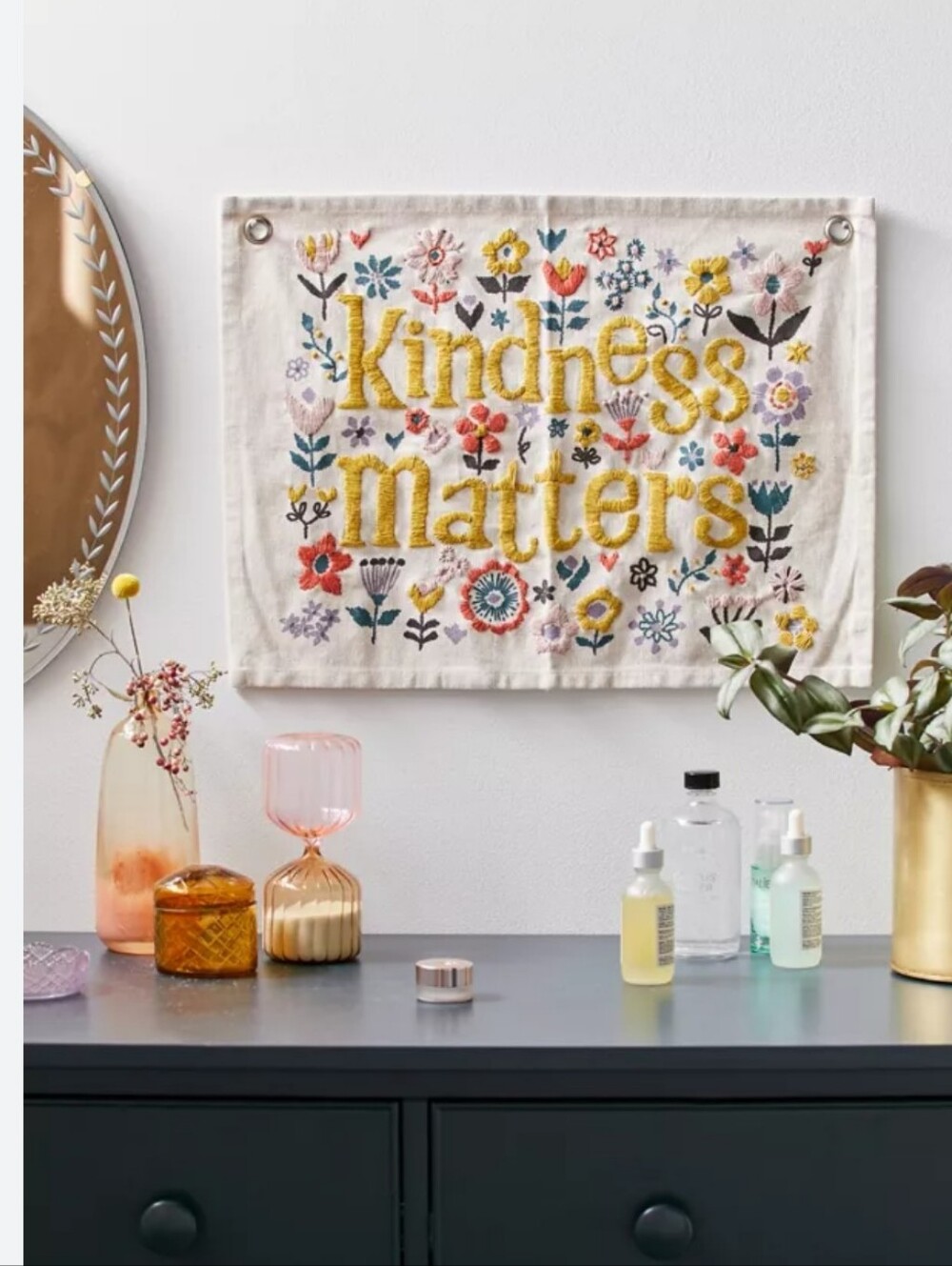 Urban Outfitters UO Home 'Kindness Matters' canvas tapestry wall hanging
